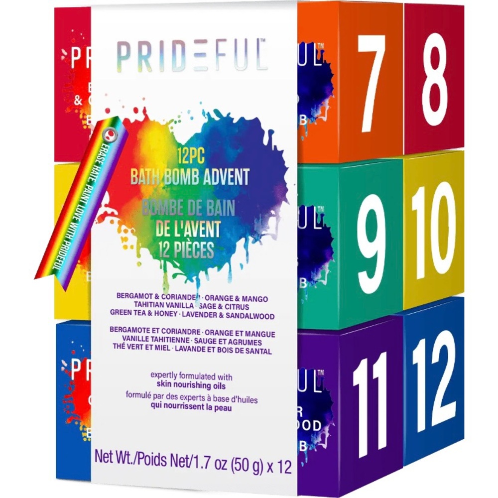 Two New Sets of Prideful Bath Bomb Set, 1.7 oz, 12 Piece Advent Calendar
